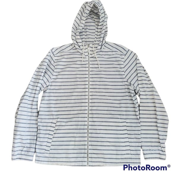 Old Navy Men's Unisex Full-Zip Lightweight Windbreaker Jacket White/Gray Sz L/G - Picture 4 of 14